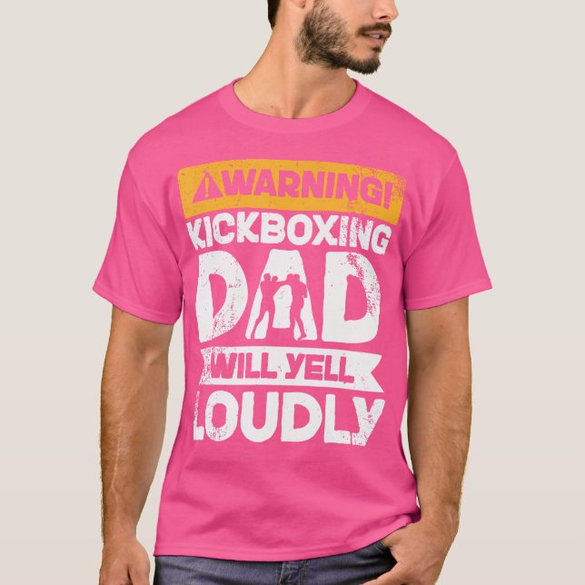 Varning kommer att gula högt Kickboxing Pappa T Shirt (Framsida)