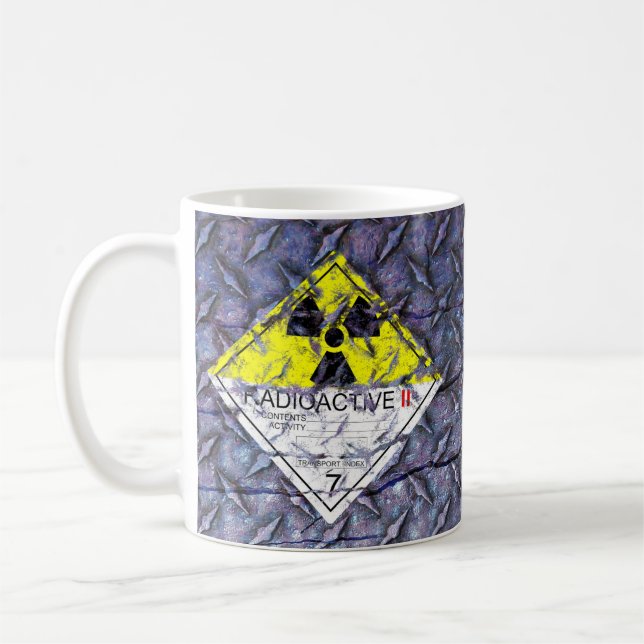 Varning! Korroderade Radioaktiva Katt.2 Skyltar -  Kaffemugg (Vänster)