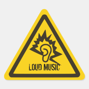 Varning - Loud Music! Triangelformat Klistermärke
