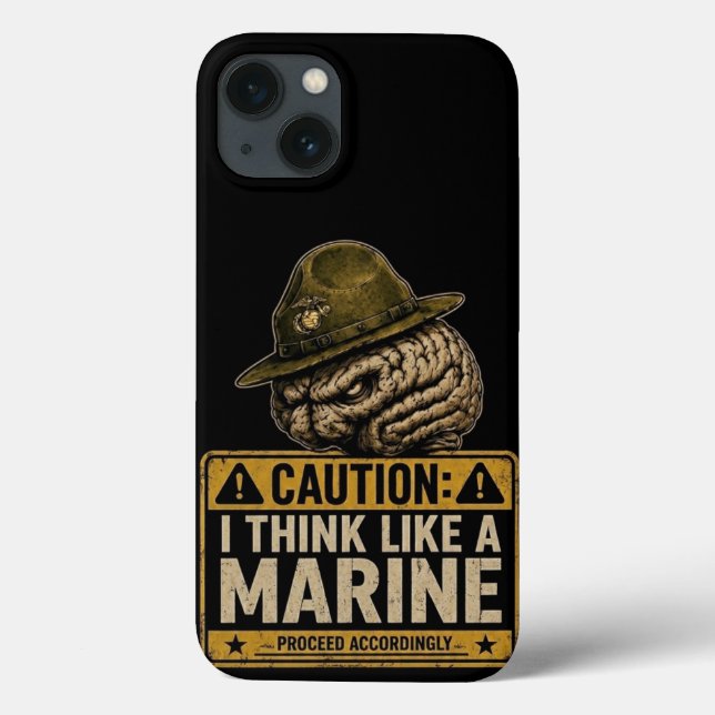Varning Marin Mentalitet Hjärna iPhone 13 Fodral (Baksida)