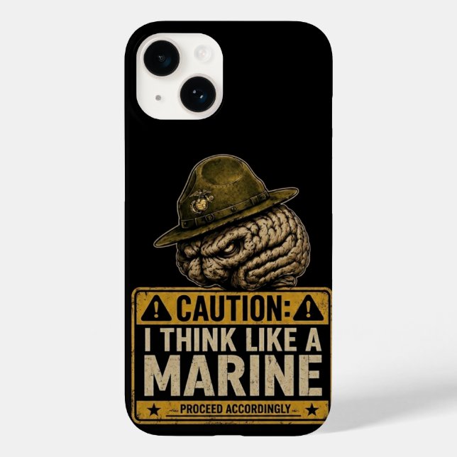 Varning Marin Mentalitet Hjärna iPhone 14 Fodral (Baksida)