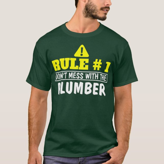 Varning  med Plumber Funny Gift T Shirt (Framsida)