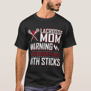 Varning min son slår folk med Sticks Lacrosse M T Shirt