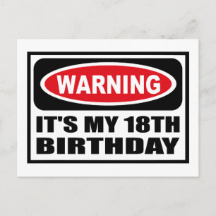 Varning! MITT 18:E BIRTHDAY-vykort Vykort