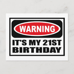 Varning! MITT 21:A BIRTHDAY-vykort Vykort