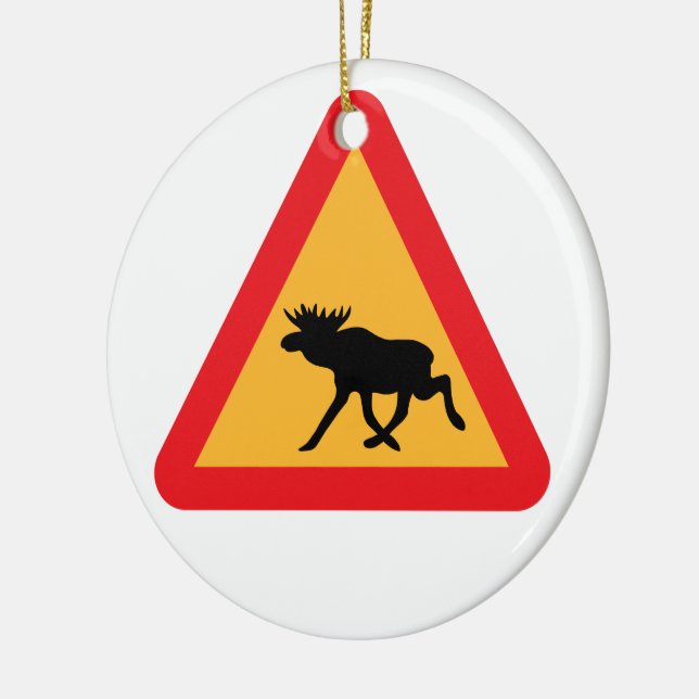 Varning Moose Svenska Traffic Sign Julgransprydnad Keramik (Vänster)