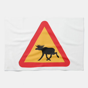 Varning Moose Svenska Traffic Sign Kökshandduk