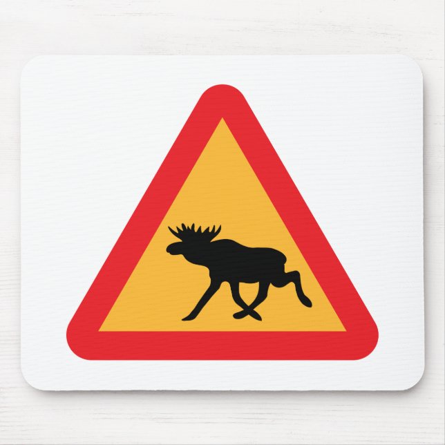 Varning Moose Svenska Traffic Sign Musmatta (Framsidan)