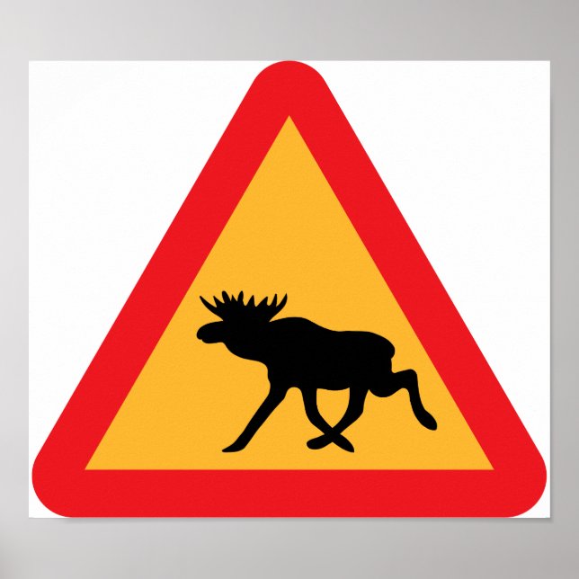 Varning Moose Svenska Traffic Sign Poster (Framsidan)