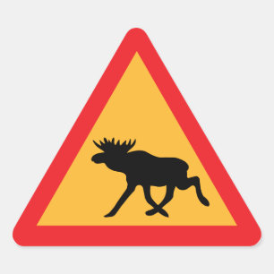 Varning Moose Svenska Traffic Sign Triangelformat Klistermärke