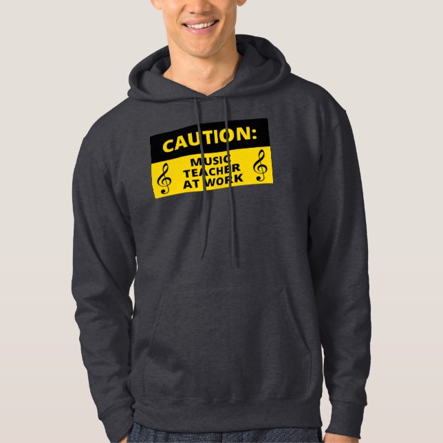 Varning: Musiklärare på jobbet Funny Music Humor Hoodie (Framsida)