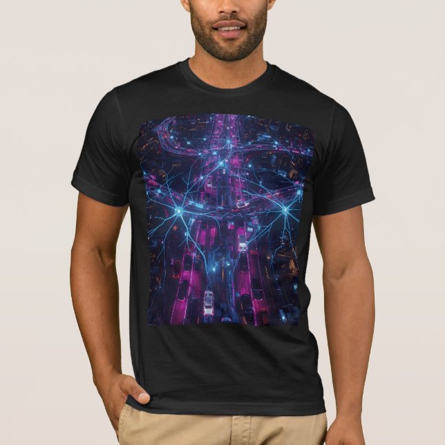 Varning: Neural Trafikstockning Framför – Rolig Ne T Shirt (Framsida)