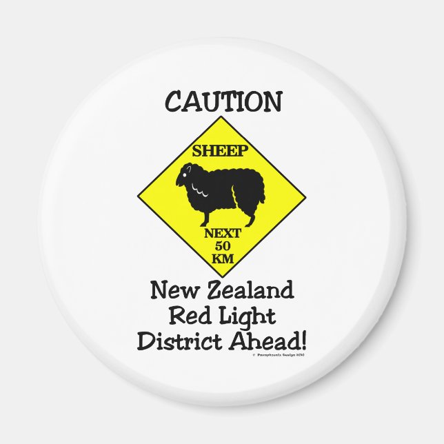 Varning NZ Red Light District Magnet (Framsidan)