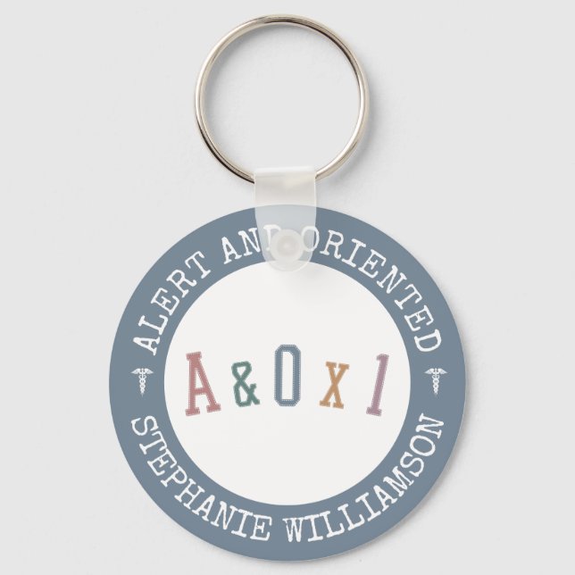 Varning och orienterad mot person A&OX1 sjuksköter Nyckelring (Framsida)