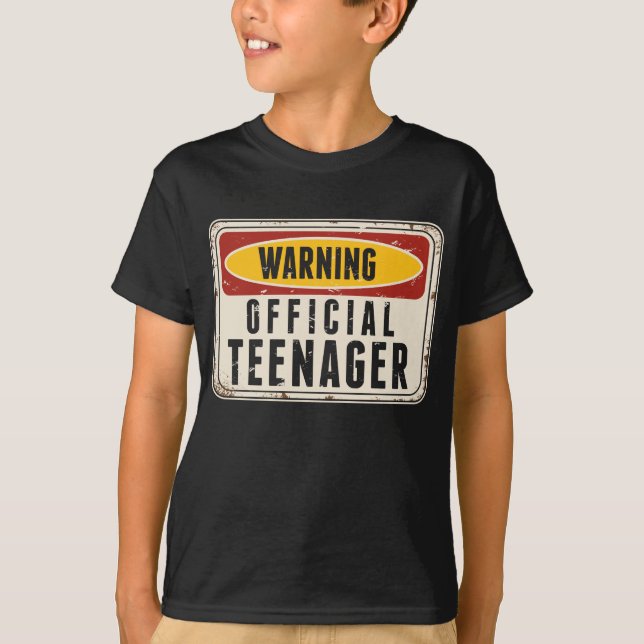 Varning Officiell Teenager Boys Girls 13:e födelse T Shirt (Framsida)