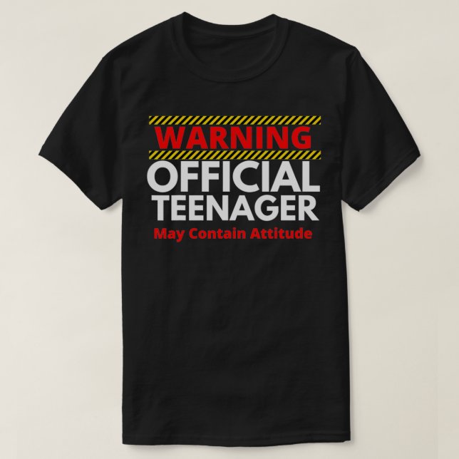 Varning Officiell Teenager Funny 13:e födelsedagen T Shirt (Design framsida)