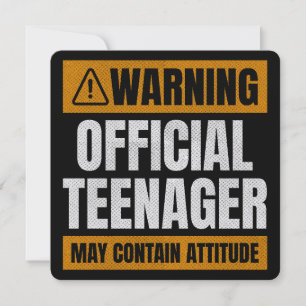 Varning Officiell Teenager innehåller attityder Julkort