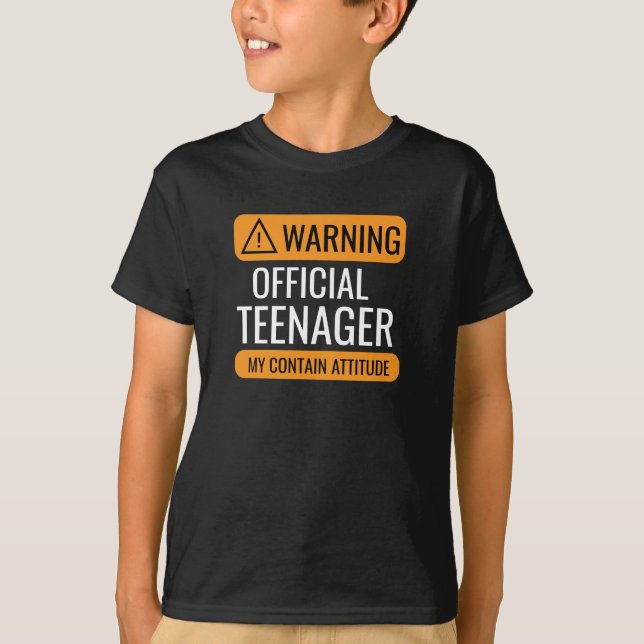 Varning Officiell Tonåring T-Shirt – Rolig Födelse (Framsida)