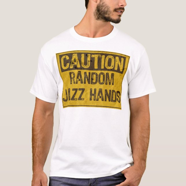 Varning OLD Sign-Jazz Händer Gult/Black Tee (Framsida)