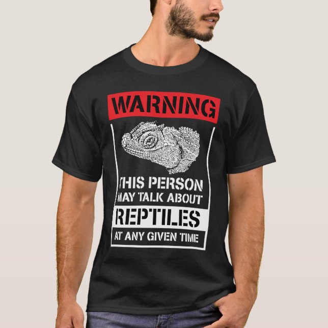 Varning om att personen kan prata om Reptiles Liza T Shirt (Framsida)
