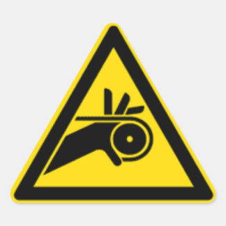 Varning om bälte/kedja triangelformat klistermärke