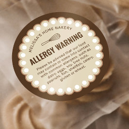 Varning om Beige Bakery Food Safety Allergens Aler Runt Klistermärke