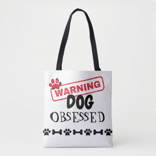 Varning om besökta hund tygkasse (Framsida)
