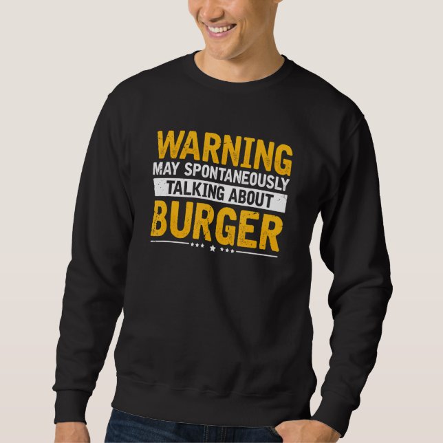 Varning om Burger Cheeseburger Barbecu Lång Ärmad Tröja (Framsida)