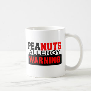 Varning om jordnötsallergi kaffemugg