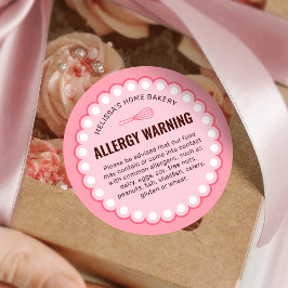 Varning om rosa Bakery Food Safety Allergens Alert Runt Klistermärke