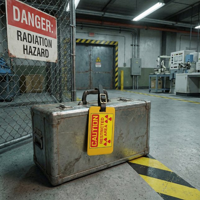 Varning om  varning för begränsad områdesstrålning bagagebricka (Skapare uppladdad)