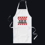 Varning Pappa lagar grafisk koks på plattan Långt Förkläde<br><div class="desc">Roligtens grafik "Chevron stil varnar pappa för att tillaga vitt och rött apron.</div>