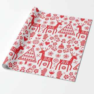 VARNING PAPPER RED SCANDINAVIAN CHRISTMAS MÖNSTER PRESENTPAPPER
