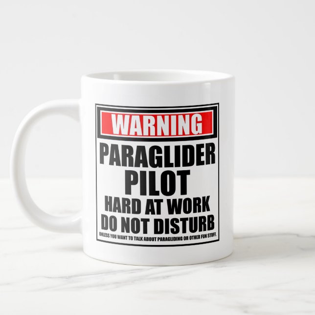 Varning Paraglider Pilot för hårt arbete Jumbo Mugg (Vänster)