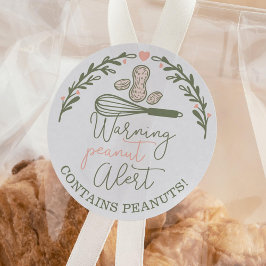 Varning Peanut Alert - Bakery Peanut Allergy Food Runt Klistermärke