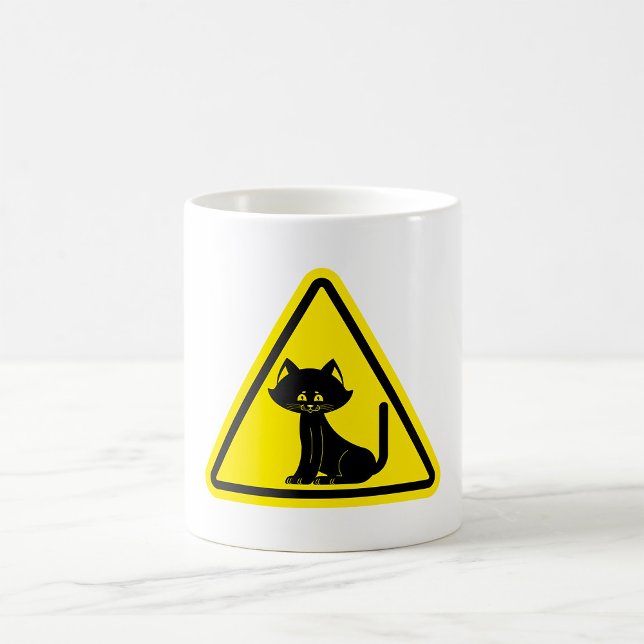 Varning Pet Sign Black Cat Coffee Mugg (Skapare uppladdad)