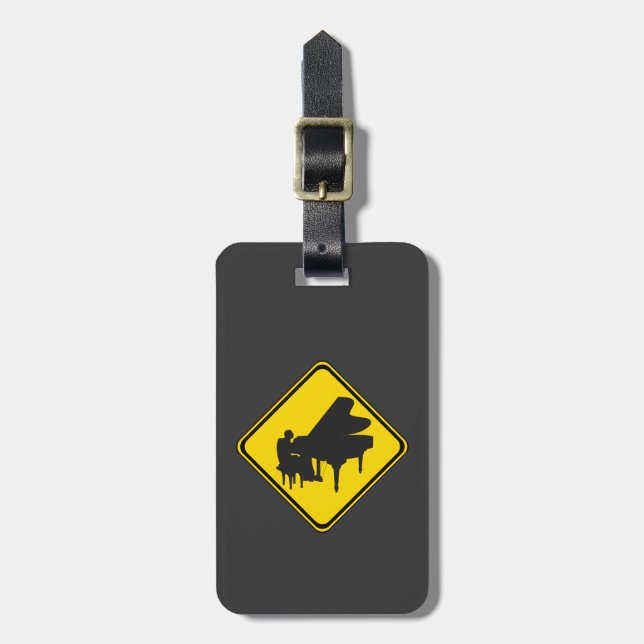 Varning: Piano Player Ahead! Bagagebricka (Vertikal Framsida)
