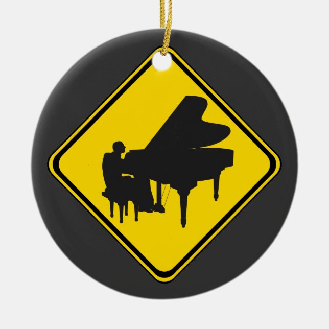Varning: Piano Player Ahead! Julgransprydnad Keramik (Framsidan)