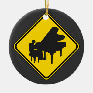 Varning: Piano Player Ahead! Julgransprydnad Keramik