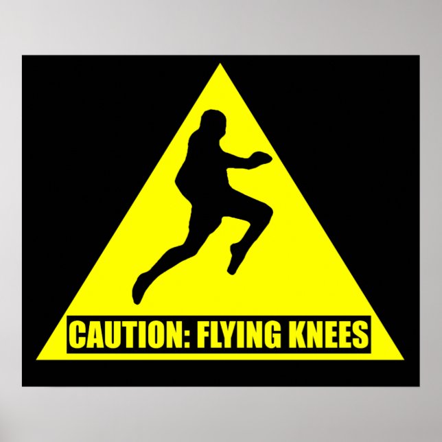 Varning: Poster av flygande Knees MMA/ Muay Thai (Framsidan)