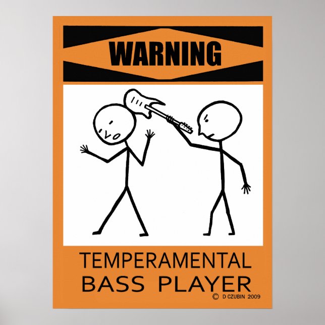 Varning Poster Temperbasic Bass Player (Framsidan)