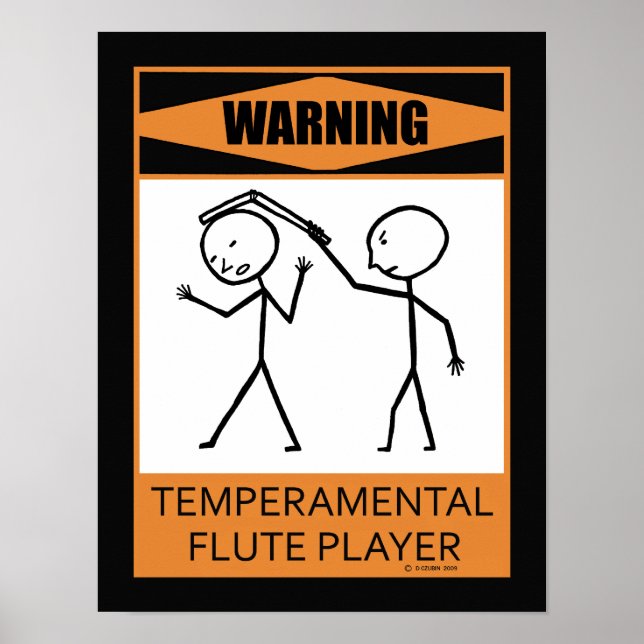 Varning Poster Temperbasic Flute Player (Framsidan)