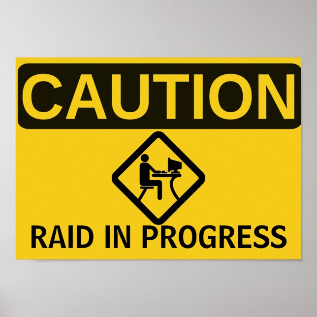 VARNING: RAID I PROGRESS POSTER (Framsidan)