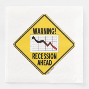 Varning! Recession före Gult Diamond Econ-tecken Pappersservett