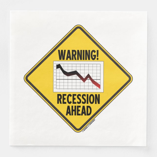 Varning! Recession före Gult Diamond Econ-tecken Pappersservett (Framsida)