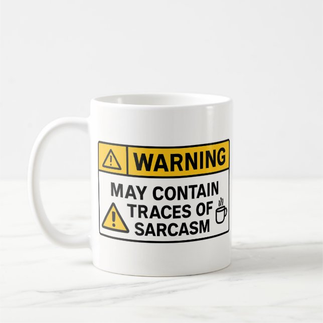Varning: Sarcasm Inuti – Kontorsmugg Kaffemugg (Vänster)