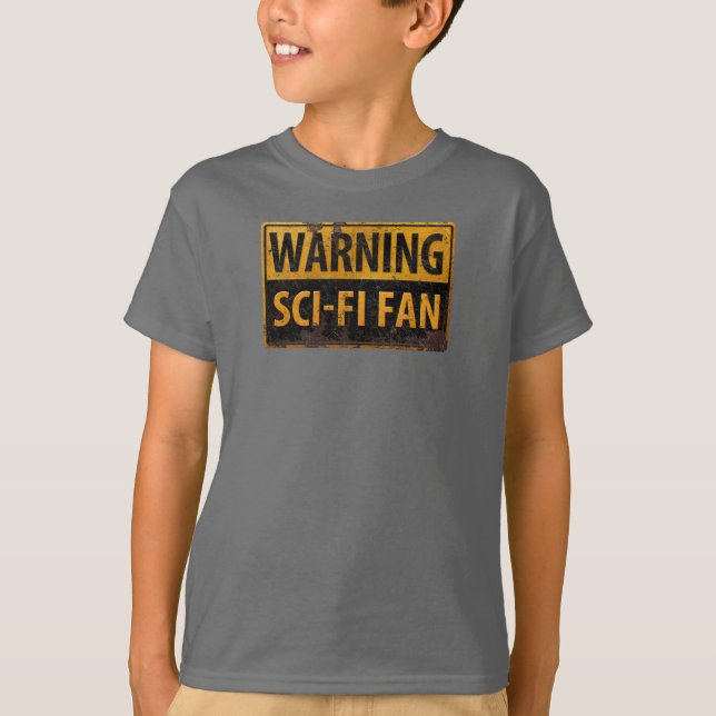 VARNING SCI-FI FLÄKT - Varningsskylt för Metall-ri T Shirt (Framsida)