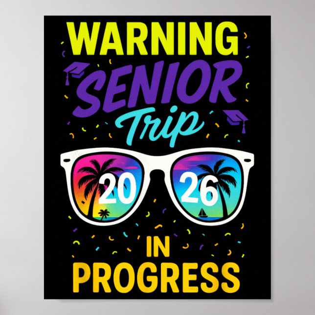 Varning Seniorresa 2026 - Examen Semester Nöje Poster (Framsidan)