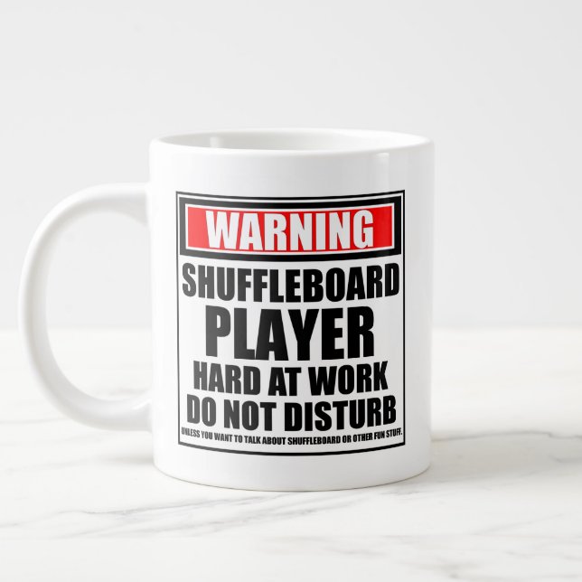 Varning Shuffleboardspelare hårt på jobbet Jumbo Mugg (Vänster)