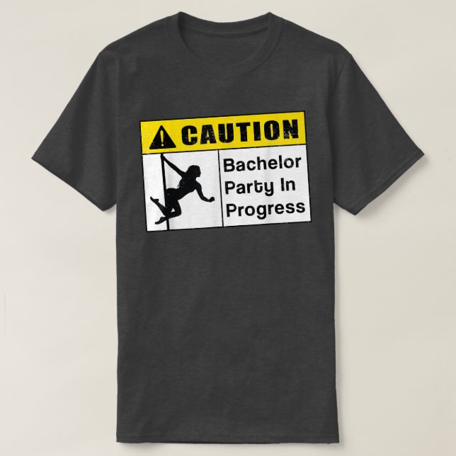 Varning Sjungkarlsgrej Pågår Brudgumme  T Shirt (Design framsida)